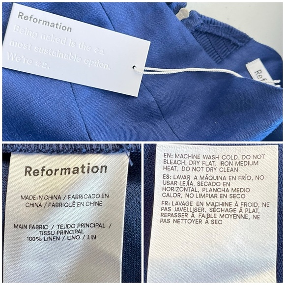 Reformation Belgium Linen Dress Danube Size 4 NEW - Picture 16 of 16